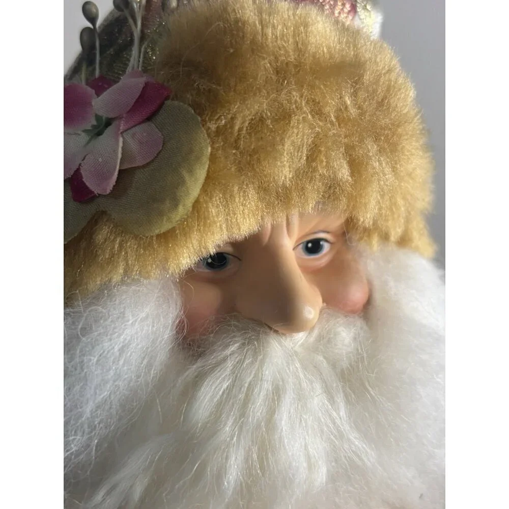 Vintage Kmart Pink Christmas Santa Holiday Centerpiece/ Tree Topper / Decor 13”